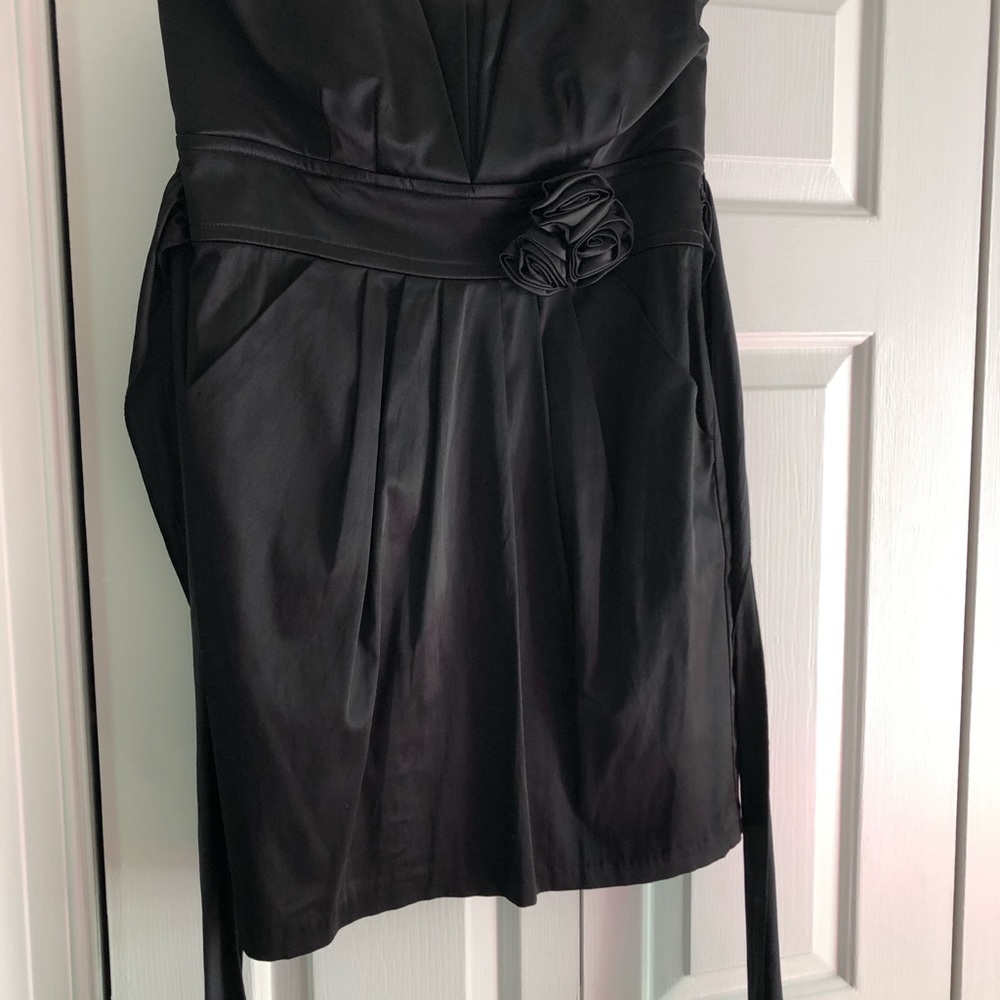 Black satiny cocktail dress